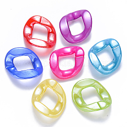 Imitación jelly acrílico anillos de enlace, conectores de enlace rápido, para hacer cadenas de bordillos,  torcedura, color mezclado, 40x33.5x10mm, diámetro interior: 22.5x18 mm