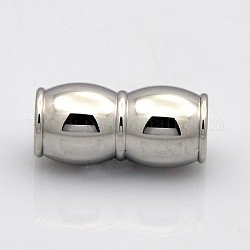 Barrel 304 Stainless Steel Magnetic Clasps, Stainless Steel Color, 18x8.5mm, Hole: 5mm