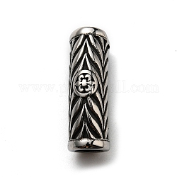 304 perline in acciaio inossidabile, Tubo con fleur de lis, argento antico, 28.5x12x9mm, Foro: 6 mm
