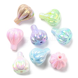 Placage uv perles acryliques lumineuses, iridescent, couleur mixte, 30x25x25mm, Trou: 4mm