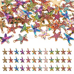 Pandahall 48 шт. 12 цвета печатных подвески из сплава, соединения на морские звезды, золотой свет, разноцветные, 23x16x1.5 мм, отверстие : 1.8 мм, 4 шт / цвет