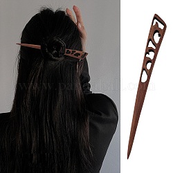 Bâtonnets de cheveux en bois Swartizia Spp, teinte, brun coco, 169x18x7mm