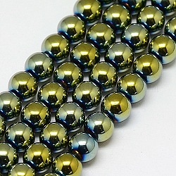 Chapelets de perles en hématite synthétique sans magnétiques, ronde, Grade a, vert plaqué, 2mm, Trou: 1mm, Environ 200 pcs/chapelet, 16 pouce