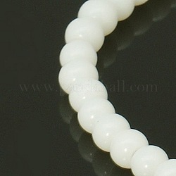 4mm White Opaque Round Glass Beads Strands Spacer Beads, 4mm, Hole: 0.5mm, about 84pcs/strand, 13 inch