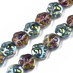 Galvanoplastie des brins de perles de verre semi-translucides, de couleur plaquée ab , Griffes du diable, colorées, 13.5x15x8.5mm, Trou: 0.9mm, Environ 45 pcs/chapelet, 24.21 pouce (61.5 cm)