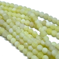 Natural Crackle Agate Beads Strands, Dyed, Round, Grade A, Gold, 4mm, Hole: 0.8mm, about 93pcs/strand, 15 inch
