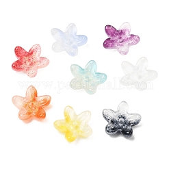 Perles en verre, fleur à cinq pétales, couleur mixte, 13.5x14x4.5mm, Trou: 1.2mm