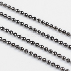 Chaînes à billes en fer, soudé, gunmetal, avec bobine, perle: 1.5 mm, environ 328.08 pied (100 m)/rouleau