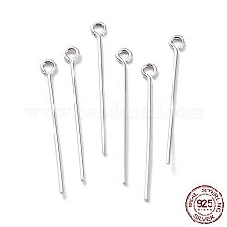 925 spilla in argento sterling rodiato, platino, 24 gauge, 25x2.5x0.5mm, Foro: 1.4 mm