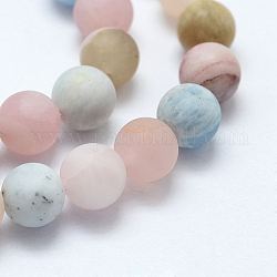 Fili di perline morganite naturale, smerigliato, tondo, 6mm, Foro: 1 mm, circa 64pcs/filo, 15.55 pollice (39.5 cm)