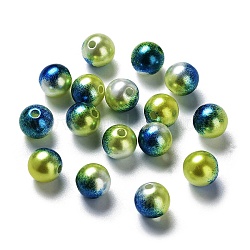 Perle di perle imitazione plastica abs abs, perle di perle a sirena sfumata, tondo, blu scuro, 9.5~10x9mm, Foro: 1.6 mm, circa 1000pcs/500g