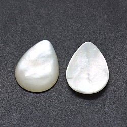 Shell Cabochons, Träne, weiß, 19.5~20x14.5~15x3 mm