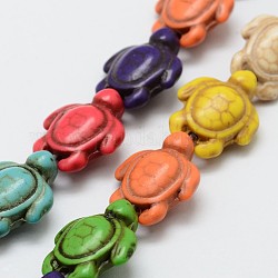 Synthetische Magnesitperlenstränge, gefärbt, Schildkröte, Farbig, 18.5x15x7.5 mm, Bohrung: 1 mm, ca. 23 Stk. / Strang, etwa 15 Zoll
