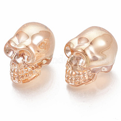 Electroplate K9 Glass Display Decorations, Skull, for Halloween, PeachPuff, 21.5x18.5x27mm