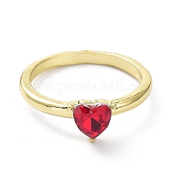 Heart Alloy Rhinestones Finger Rings, Light Gold, FireBrick, 2mm, US Size 8(18.1mm)