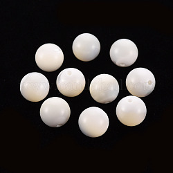 Concha de troquido natural / cuentas de concha de troco, medio-perforado, redondo, color de concha, 8mm, agujero: 1 mm