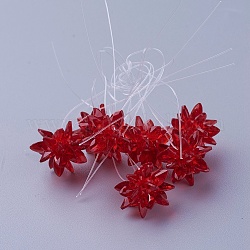 Perles de verre tissées, fleur / sparkler, fait de charmes en oeil de cheval, rouge, 13mm