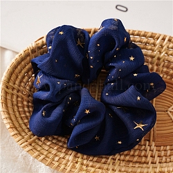 Accessoires pour cheveux élastiques en tissu à motif d'étoiles, pour les filles ou les femmes, chouchou / élastiques à cheveux chouchous, bleu minuit, 100mm
