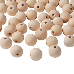 Perles en bois naturel non finies perles artisanales d'espacement pour bijoux de chapelet en macramé bricolage, sans plomb, ronde, mocassin, 25mm, Trou: 4.5~5mm