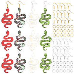 Pandahall elite kit de fabrication de boucles d'oreilles serpent grosse goutte diy, y compris pendentif en acrylique, crochets et anneaux de saut en laiton, couleur mixte, 76 pcs / boîte