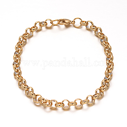 304 Stainless Steel Cable Chain Bracelets, with Lobster Claw Clasps, Golden, 7-7/8 inch(200mm), 6mm