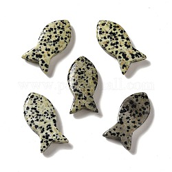 Dalmate jaspe naturels pendentifs, breloques de poissons, 39x20x7~7.5mm, Trou: 2.3mm