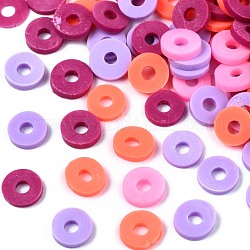 Handmade Polymer Clay Beads, Heishi Beads, for DIY Jewelry Crafts Supplies, Disc/Flat Round, Old Rose, 6x1mm, Hole: 2mm, about 26000pcs/1000g