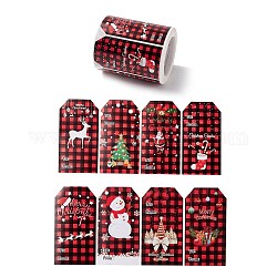 Рождественские наклейки с шестигранной надписью, самоклеящиеся бумажные наклейки, для партии, декоративные подарки, Рождественский тематический паттерн, красные, 79x64 мм, 300шт / рулон, 8 стиль/рулон