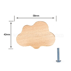 Perillas de madera para cajones, manija del gabinete, con el tornillo, nube, 42x58mm