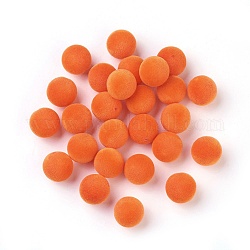 Flocky акриловыми шариками, половине просверлил, круглые, оранжево-красный, 10 мм, отверстие : 1.6 мм
