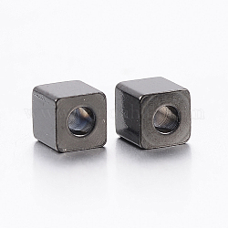 304 perline in acciaio inossidabile, cubo, elettroforesi nera, 4x4x4mm, Foro: 2 mm