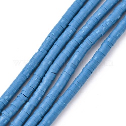 Perle di argilla polimerica fatte a mano ecologiche, Disco / rotondo piatta, perline Heishi, Blue Steel, 3x1mm, Foro: 1 mm, circa 380~400pcs/filo, 17.7 pollice