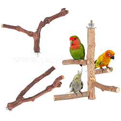 Un ramoscello in piedi di un pappagallo in legno satinato artigiano, con la conclusione di ferro, prodotti per animali, marrone noce di cocco, 22.9x23.5x23cm