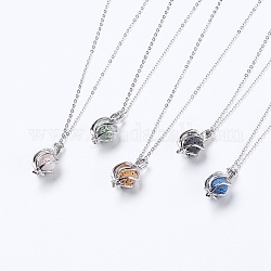 Pendant Necklaces, with Brass Locket Pendants and Lava Rock Perfume Beads, Brass Chain Necklace Making, Lead Free & Cadmium Free, teardrop, Platinum, 17.7 inch(45cm), Pendant: 23x12x11mm