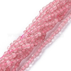 Chapelets de perles aux fraises en quartz naturel, carrée, facette, 2x2x2mm, Trou: 0.6mm, Environ 176 pcs/chapelet, 14.76 pouce (37.5 cm)
