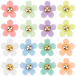 Cabujones acrílicos opacos sunnyclue, flor, color mezclado, 17x17~18x5mm, inferior: 9 mm, 8 colores, 8 piezas / color, 64 unidades / caja