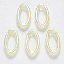 Transparentem Acryl Verknüpfung Ringe, Quick-Link-Anschlüsse, zur Herstellung von Schmuckketten, ab Farbe plattiert, Nachahmung Edelstein-Stil, Oval, beige, 35x18.5x6.5 mm, Innendurchmesser: 25x9.5 mm
