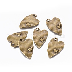 Pendente in lega stile tibetano, cadmio & nichel &piombo libero, cuore, bronzo antico, 38x24x3mm, Foro: 3 mm