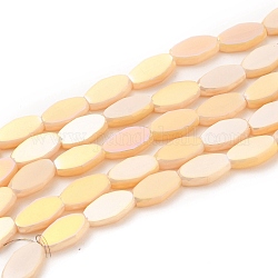 Chapelets de perles en verre opaque électrolytique, facette, ovale, plein arc-en-plaqué, navajo blanc, 10.5x6x3mm, Trou: 1.2mm, Environ 50 pcs/chapelet, 21.26'' (54 cm)