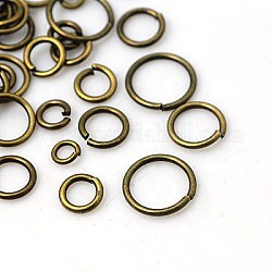 Messing Open Ringe springen, Nickelfrei, Mischgröße, Antik Bronze, 18 Gauge, 4~10x1 mm, Innendurchmesser: 2~8 mm
