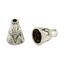 Apetalous Alloy Bead Cone, Tibetan Style, Cadmium Free & Lead Free , Antique Silver, 11x9mm, Hole: 2~7mm, about 1030pcs/1000g