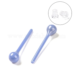 Boucles d'oreilles en céramique de zircone biocéramique hypoallergénique, ballon rond, pas de décoloration et sans nickel, bleuet, 14.5x3mm