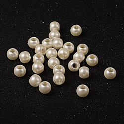 Perles européennes en plastique ABS d'imitation perle, perles de rondelle avec grand trou , blanc crème, 11.5~12x10mm, Trou: 5mm