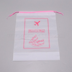 Bolsa con cordón semitransparente makrofol, bolsas de almacenamiento a prueba de polvo, Rectángulo, de color rosa oscuro, 35.5x26.8x0.15 cm