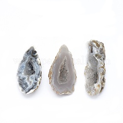 Natural Druzy Geode Agate Pendants, Nuggets, 30~47x12~22.5x10~11.5mm, Hole: 1.2mm