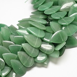 Natural Green Aventurine Dyed Teardrop Bead Strands, 30x20x5mm, Hole: 1mm, about: 23pcs/strand, 16 inch