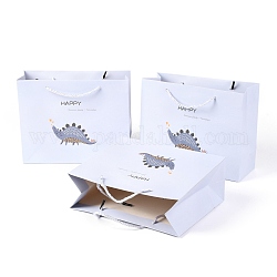 Bolsas de papel de dibujos animados, rectángulo con patrón de dinosaurio, para guardar joyas, lavanda, 19.5x14.5x0.45 cm