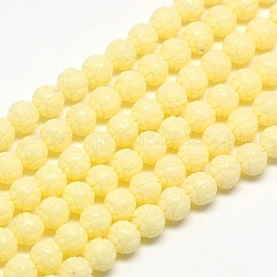Synthetic Coral Beads Strands, Dyed, Dragon Ball Beads, Light Yellow, 12mm, Hole: 1mm, about 38pcs/strand, 15.74inch