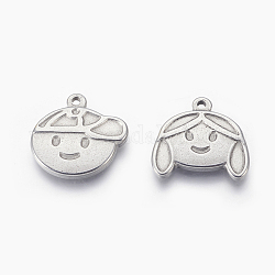 304 Stainless Steel Pendants, Children, Stainless Steel Color, 20x20x3mm, Hole: 1.6mm
