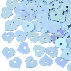 Accessoires ornement, paillette / paillettes en plastique pvc, couleur ab , cœur, bleu ardoise, 8x8x0.2mm, Trou: 1.4mm, environ 30000 pcs/500 g